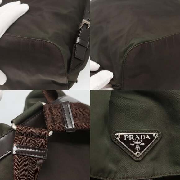 PRADA Backpack Nylon Khaki Silver - Picture 11 of 13